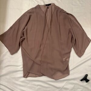 Boohoo Taupe Sheer Kimono Cardigan | Lightweight Open Front Layer